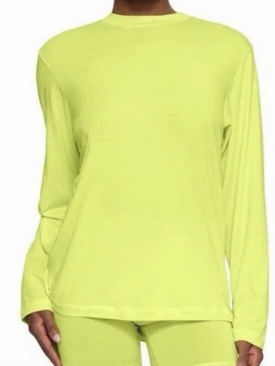 SKIMS Tops - Skims Boyfriend Long Sleeve T-Shirt Lounge Bright Neon Yellow Comfy Athleisure L